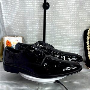 (M5) The Black Tux SH001 Men's Patent Leather Derby Dress Shoes, Black, Size 11